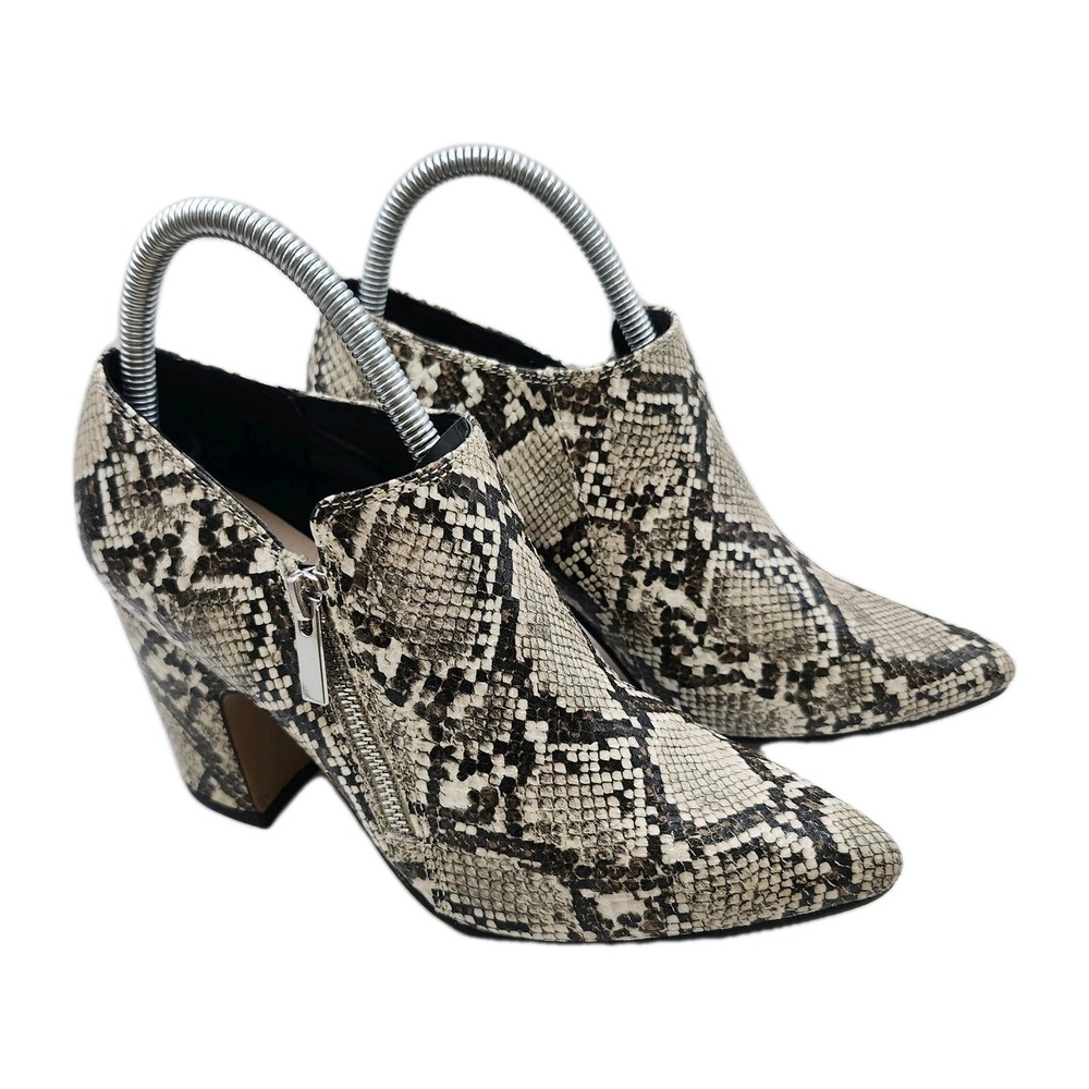 Michael by Michael Shannon Snake Print Block Heel Ankle Booties 8.5 Pointed Toe